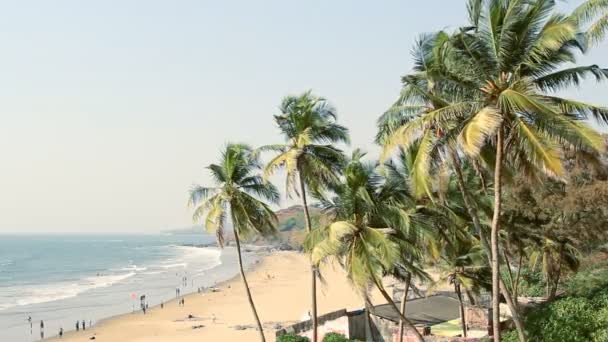 India Goa Vagator beach February 20, 2013. Seaside panorama view — Stock Video