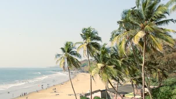 India Goa Vagator spiaggia febbraio 20, 2013. Vista panoramica sul mare — Video Stock