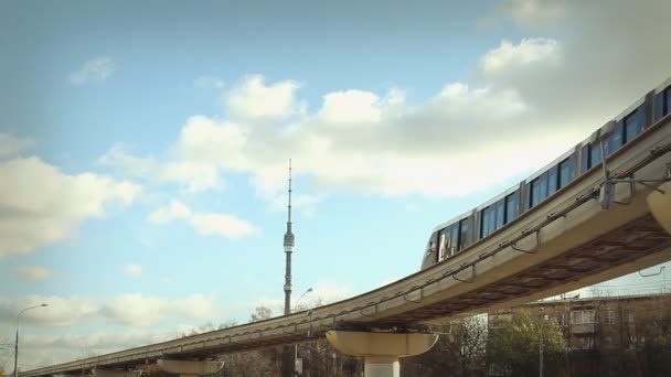 Monorail van Moskou — Stockvideo