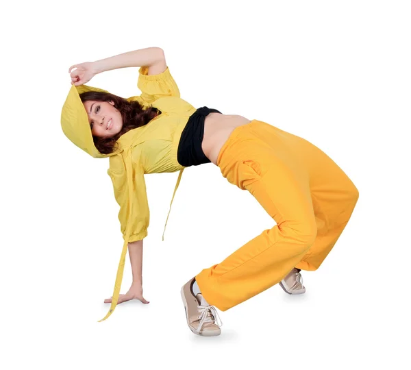 Tiener breakdance dansen in actie over Wit — Stockfoto