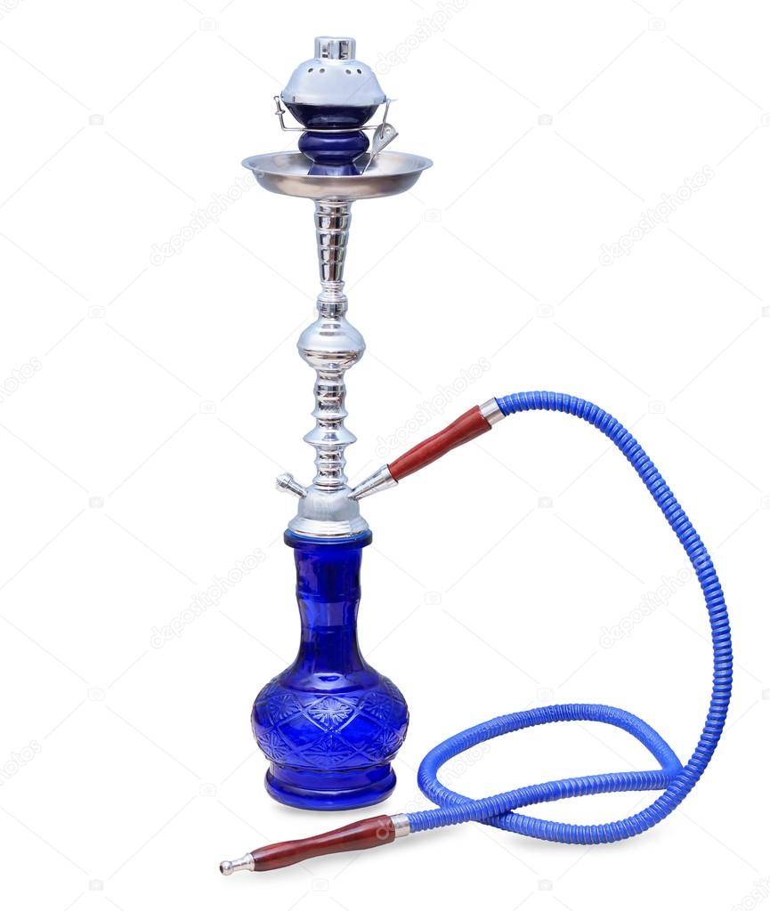 Big blue hookah isolated over a white background Stock Photo by