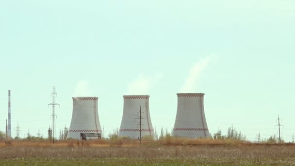Cooling-tower on blue sky — Stock Video