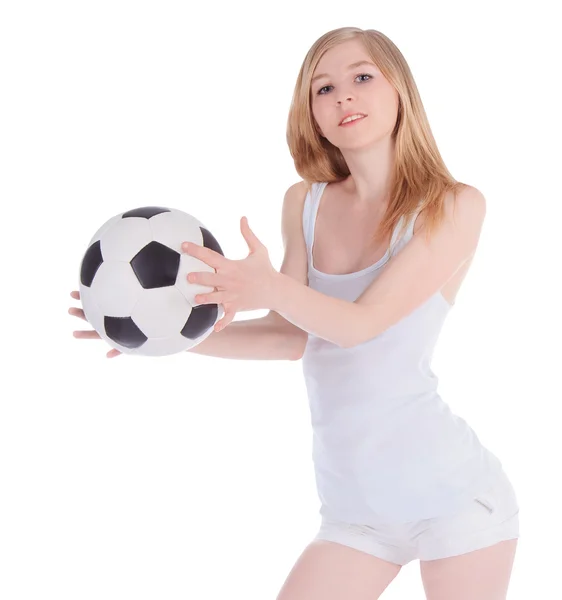 10 代の少女白い背景の上のヒップホップのダンス — ストック写真