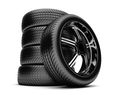 3d tires isolated on white background clipart