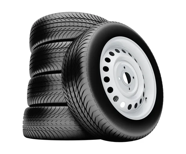 3d tires isolated on white background with no shadow — Stock Photo, Image