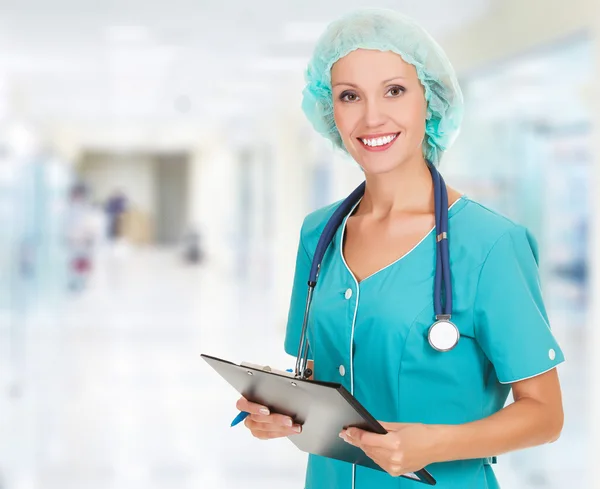 Medical doctor woman in the hospital Stock Photo