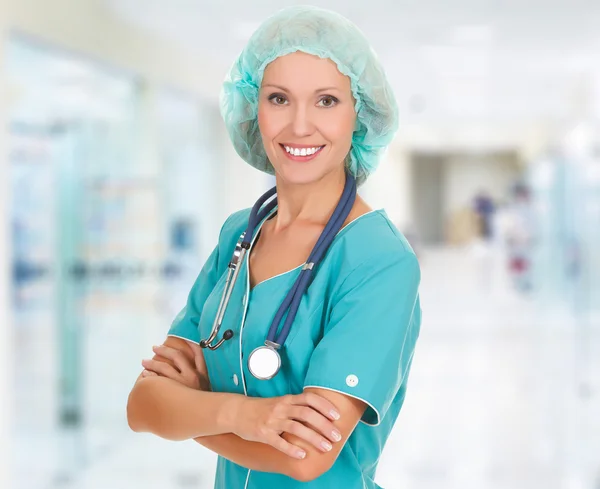 Medical doctor woman in the hospital Stock Photo