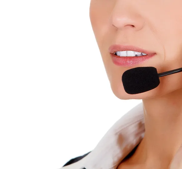 Operatore call center su sfondo bianco . — Foto Stock