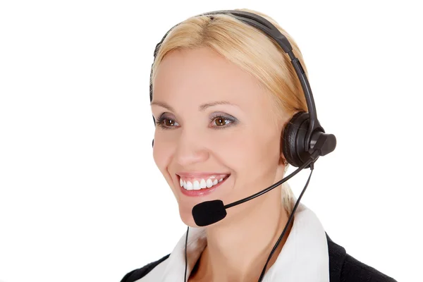 Hur kan jag hjälpa dig? Call center operatör kvinna — Stockfoto