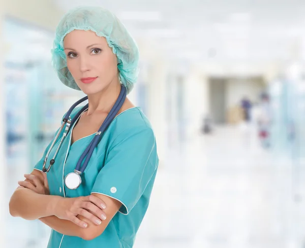 Medical doctor woman in the hospital Stock Photo