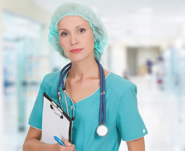 Medical doctor woman in the hospital Stock Image