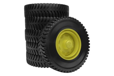 Beyaz arka plan üzerinde izole 3d lastikleri