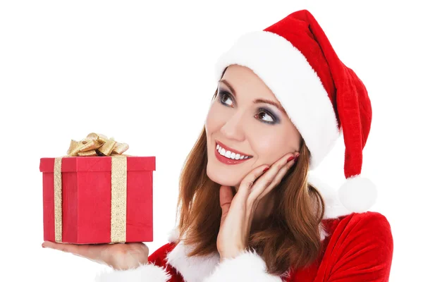 Donna con regalo di Natale — Foto Stock