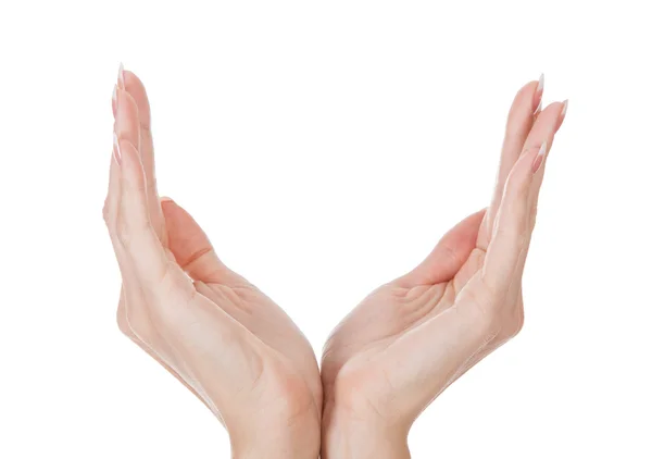 Donna mani isolate su sfondo bianco — Foto Stock