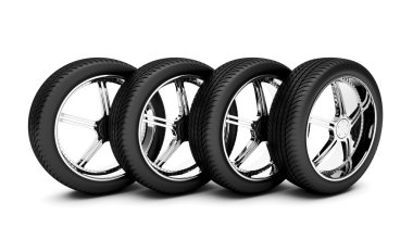 Beyaz arka plan üzerinde izole araba tekerlekleri