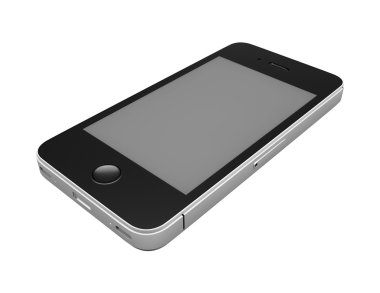 Beyaz arkaplanda geniş ekran izole edilmiş siyah akıllı telefon