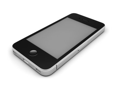 Beyaz arkaplanda geniş ekran izole edilmiş siyah akıllı telefon