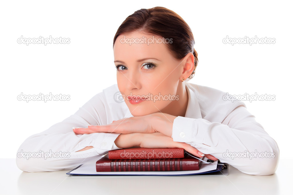 Business woman with notebooks