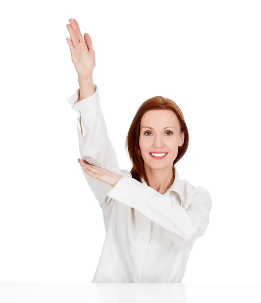 Mujer levantando la mano — Foto de Stock