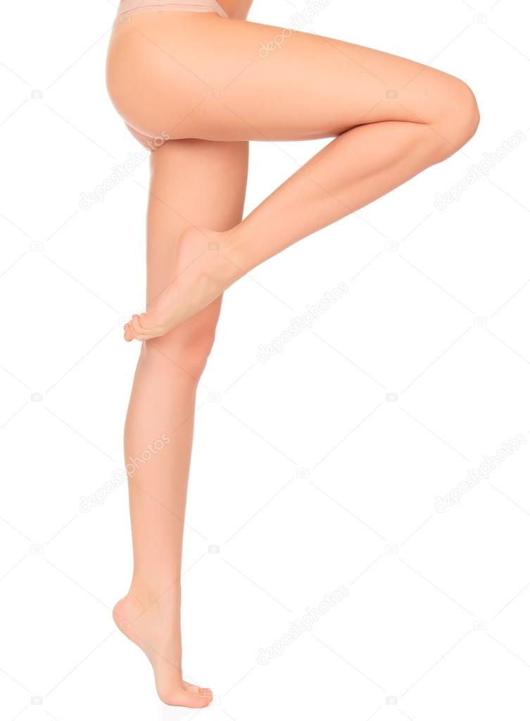 Perfect female legs, isolated on white background