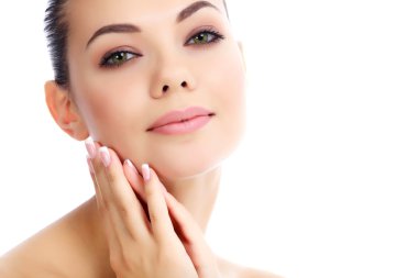 genç kadın, taze clear skin, beyaz arka plan
