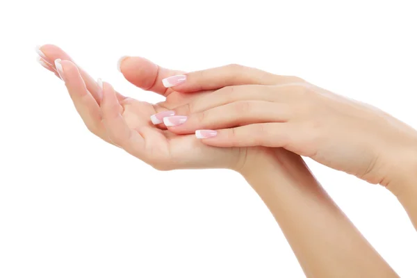 Female hands on white background — Stock Photo, Image