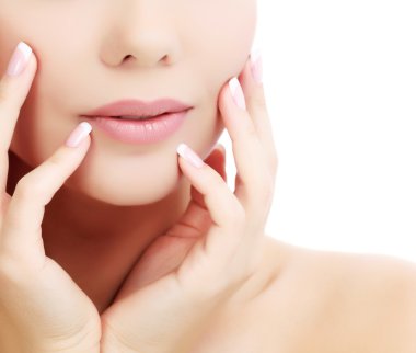 genç kadın, taze clear skin, beyaz arka plan