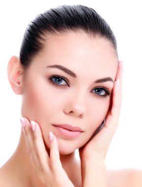 genç kadın, taze clear skin, beyaz arka plan