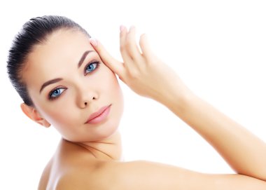 genç kadın, taze clear skin, beyaz arka plan