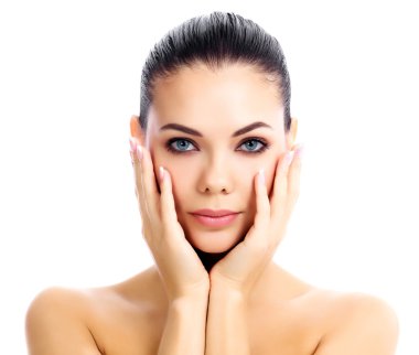 genç kadın, taze clear skin, beyaz arka plan