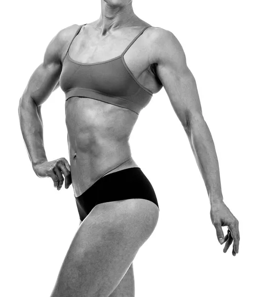 Muscular Lady White Background Isolated — Stock Photo, Image