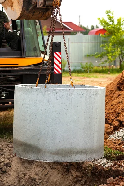 Installation Underground Tank Sewage System — Stock Photo, Image