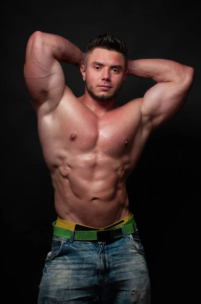 Masculino Musculoso Con Cuchillo — Foto de Stock