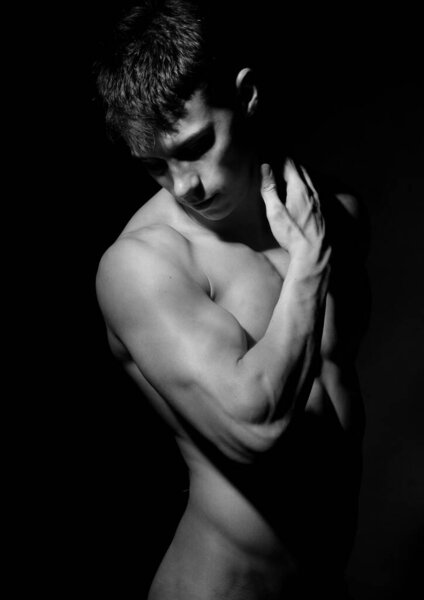 Fitness male model in studio