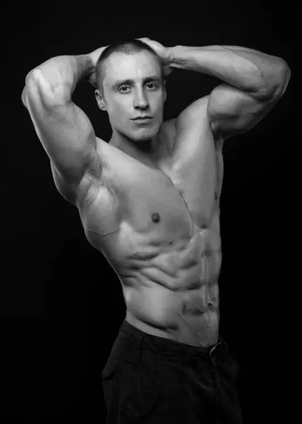 Fitness Mannelijk Model Studio Stockfoto