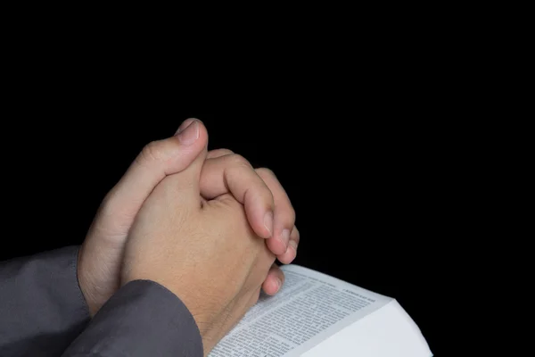 Praying hand with holy bible — Stock Photo, Image