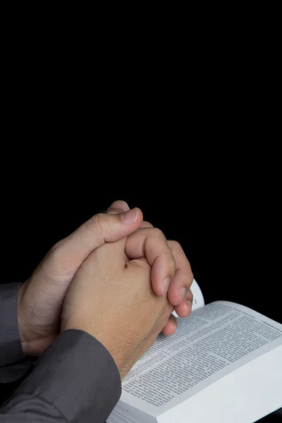 Praying hand with holy bible — Stock Photo, Image