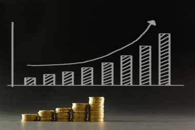 altın madeni paralarla finansal grafik