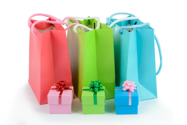 Gift bags and gift boxes — Stock Photo, Image