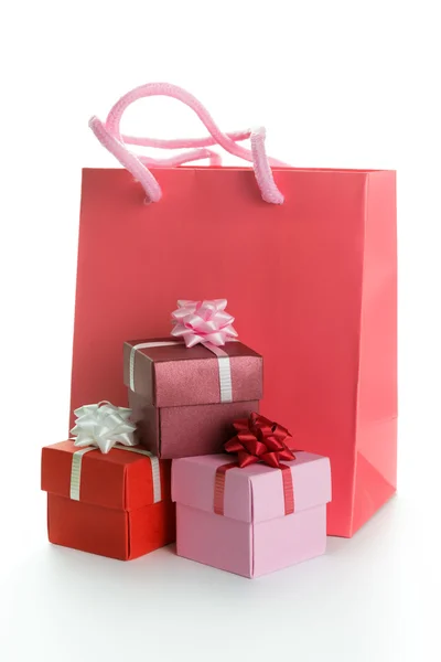 Sacchetto regalo con scatole regalo — Foto Stock