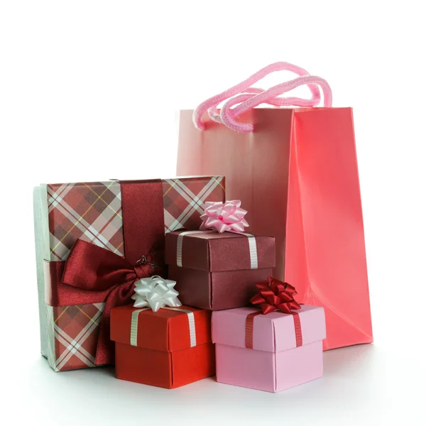 Gift bag with gift boxes — Stock Photo, Image