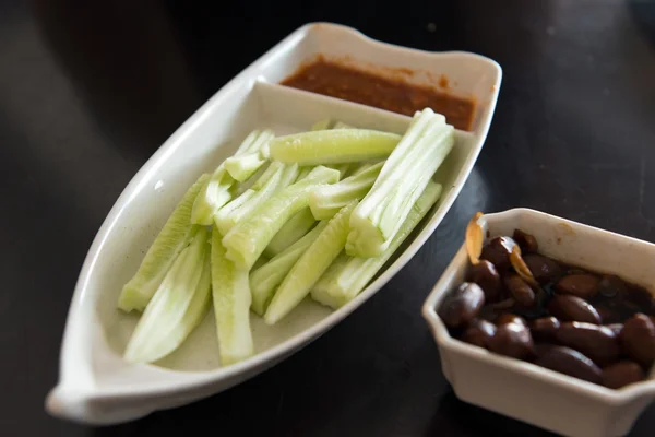 Cucumber salad and braised peanut — Stock Photo, Image
