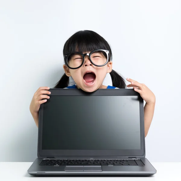 Baby girl with laptop — Stock Photo, Image