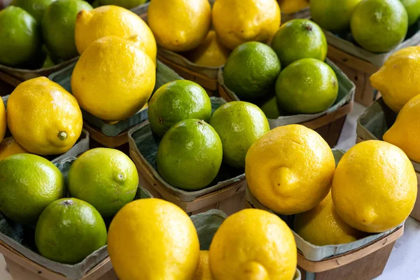 Lemons Limes Sales Local Summer Market — Stockfoto