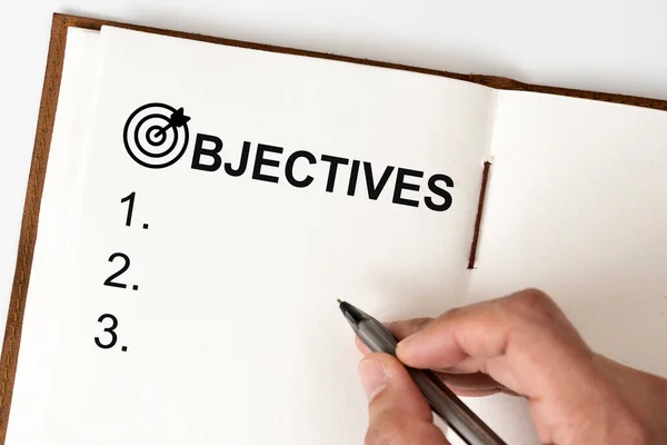 Hand Writing Inscription Objective List Black Pen Marker Concept — Stock Photo, Image