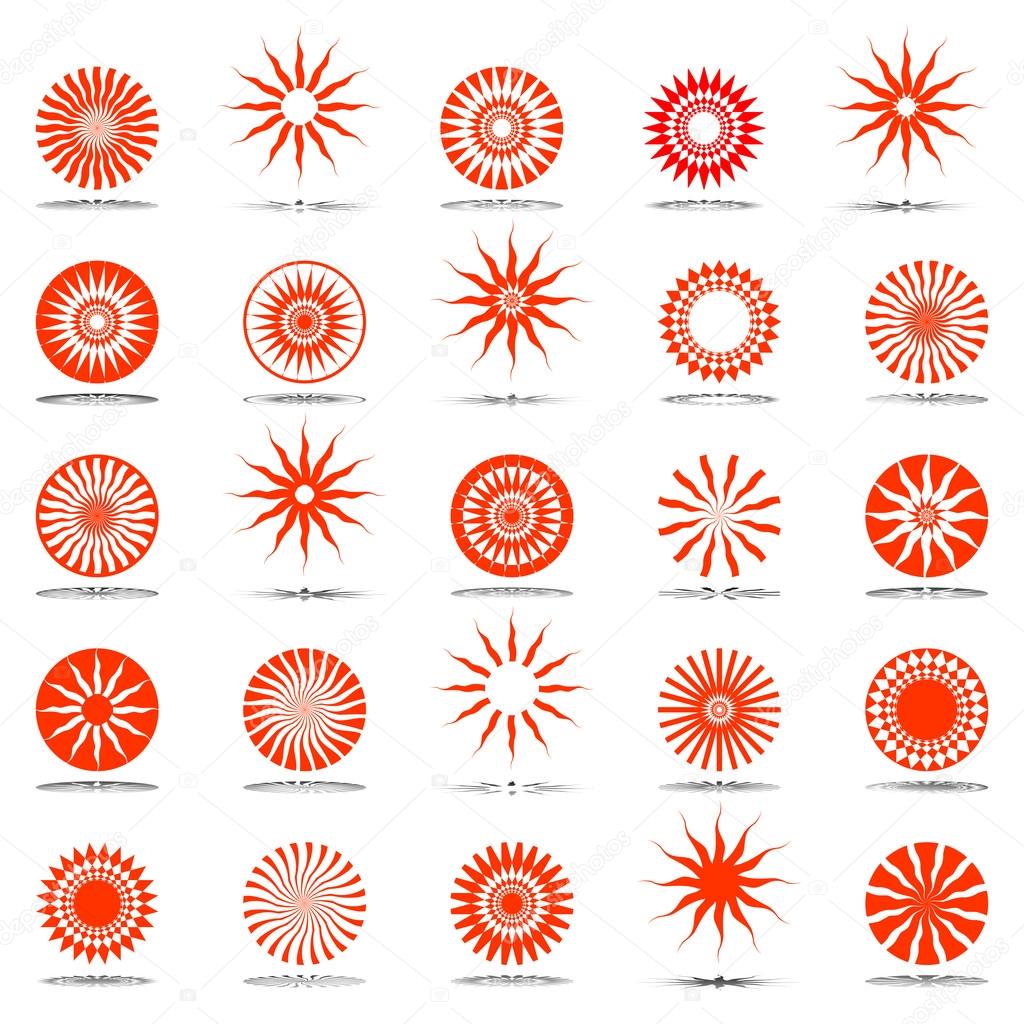 Sun icons. Design elements set.