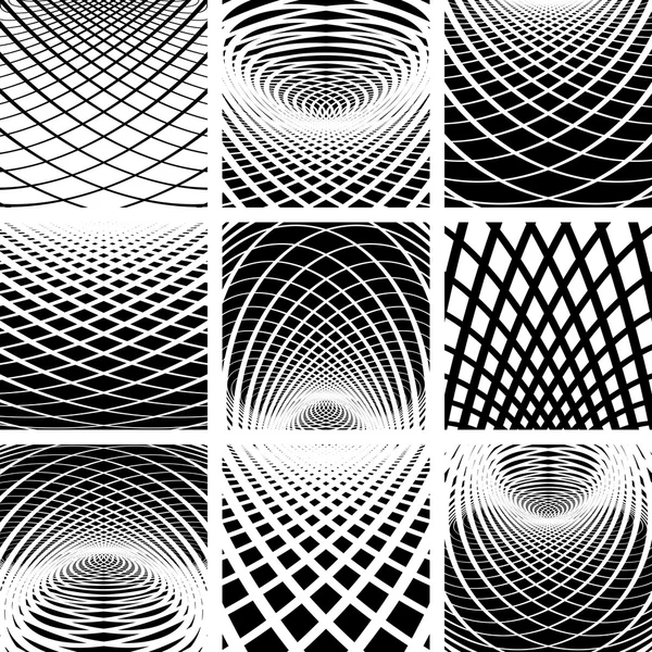 Optisk illusion. abstrakta bakgrunder set. — Stock vektor
