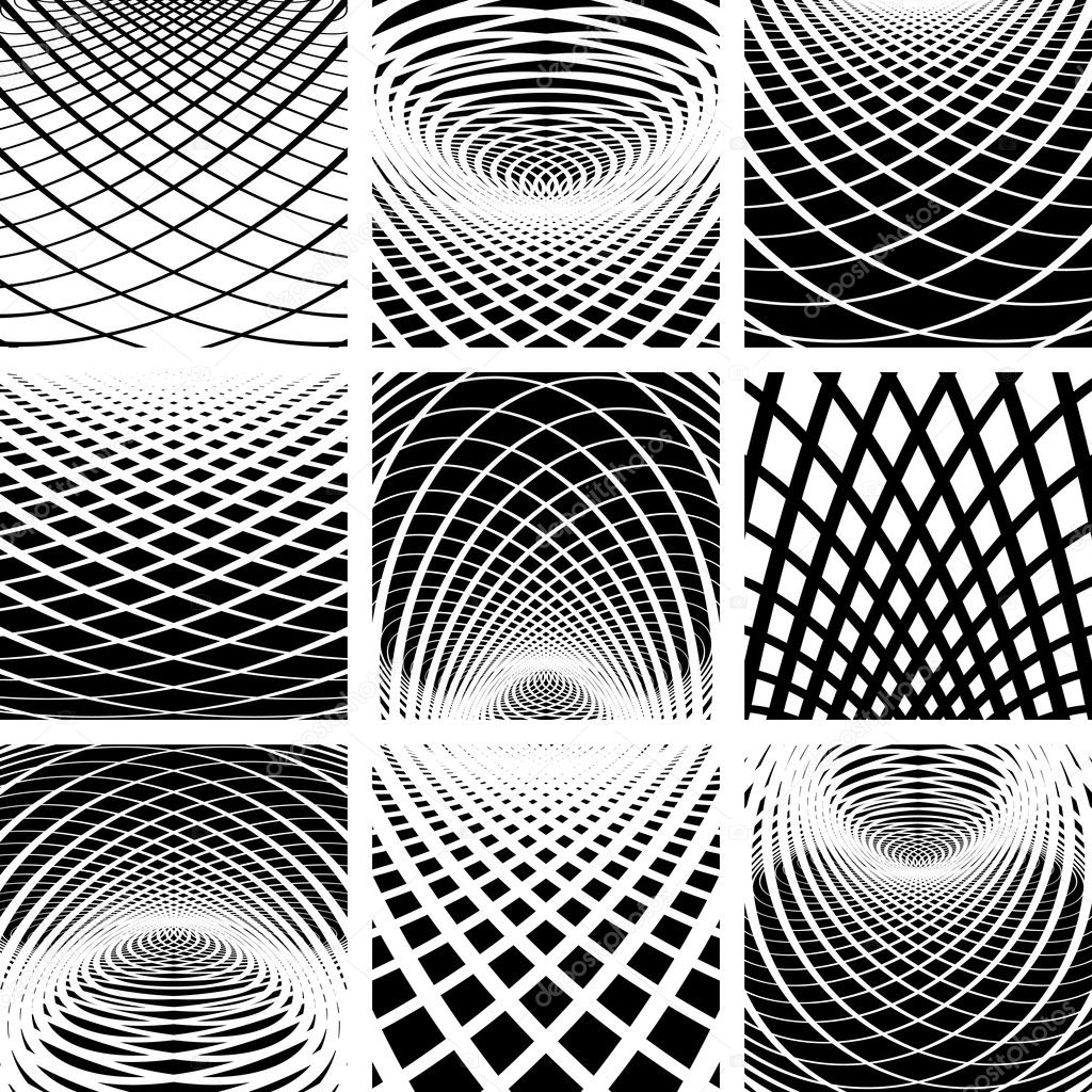 Optical illusion. Abstract backdrops set.