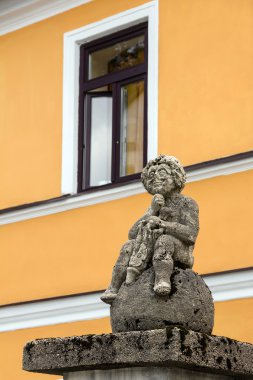 Ortaçağ heykel bir sokakta frymburk, Çek Cumhuriyeti.