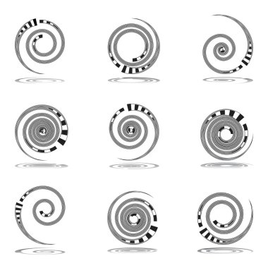 Spiral hareket. tasarım öğeleri kümesi.